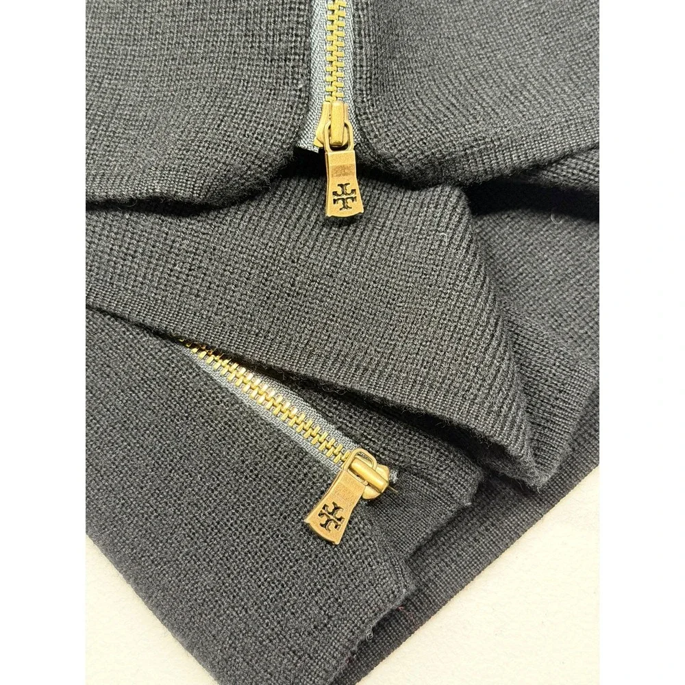 Tory Burch Sweater Women Medium Black Merino Wool Boat Neck Knit Staple Designer